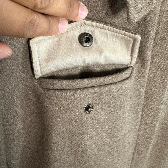 J. Crew Coat Tan Brown Wool Blend Zip Up Pea Coat Minimalist Jacket Small Petite - Picture 5 of 7